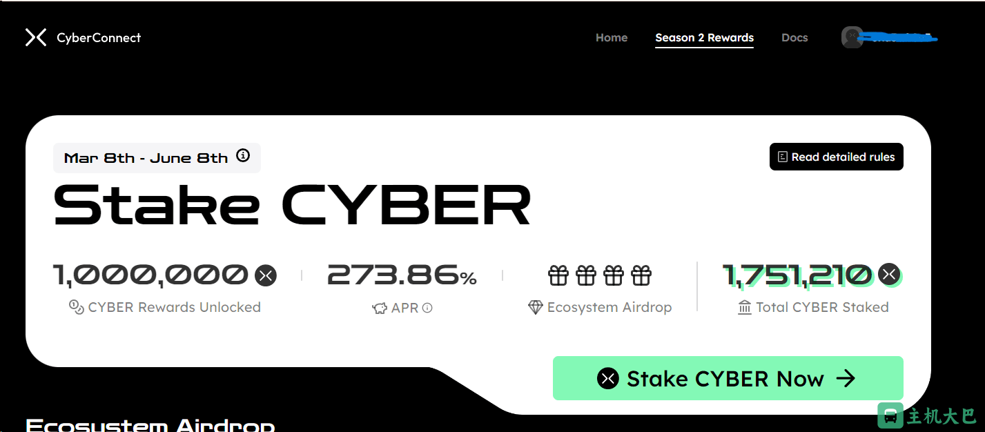 CyberConnect：Cyber 生态质押空投
